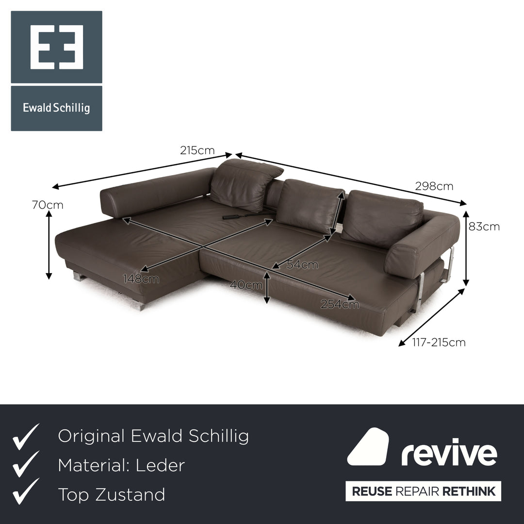 Ewald Schillig Brand Face leather corner sofa brown sofa couch electrical function