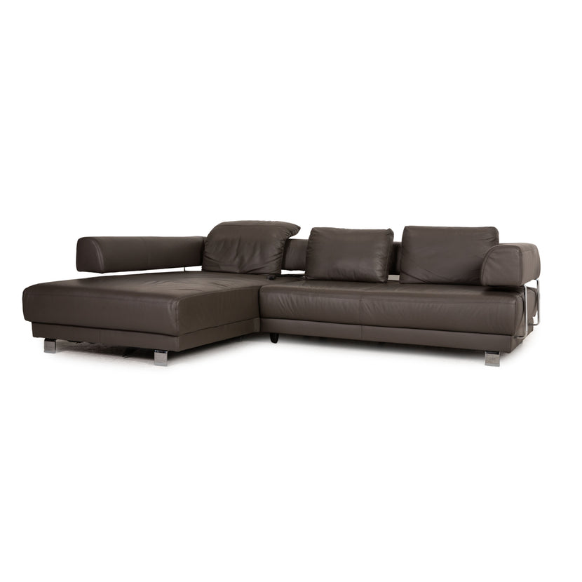 Ewald Schillig Brand Face Leder Ecksofa Braun Sofa Couch elektrische Funktion