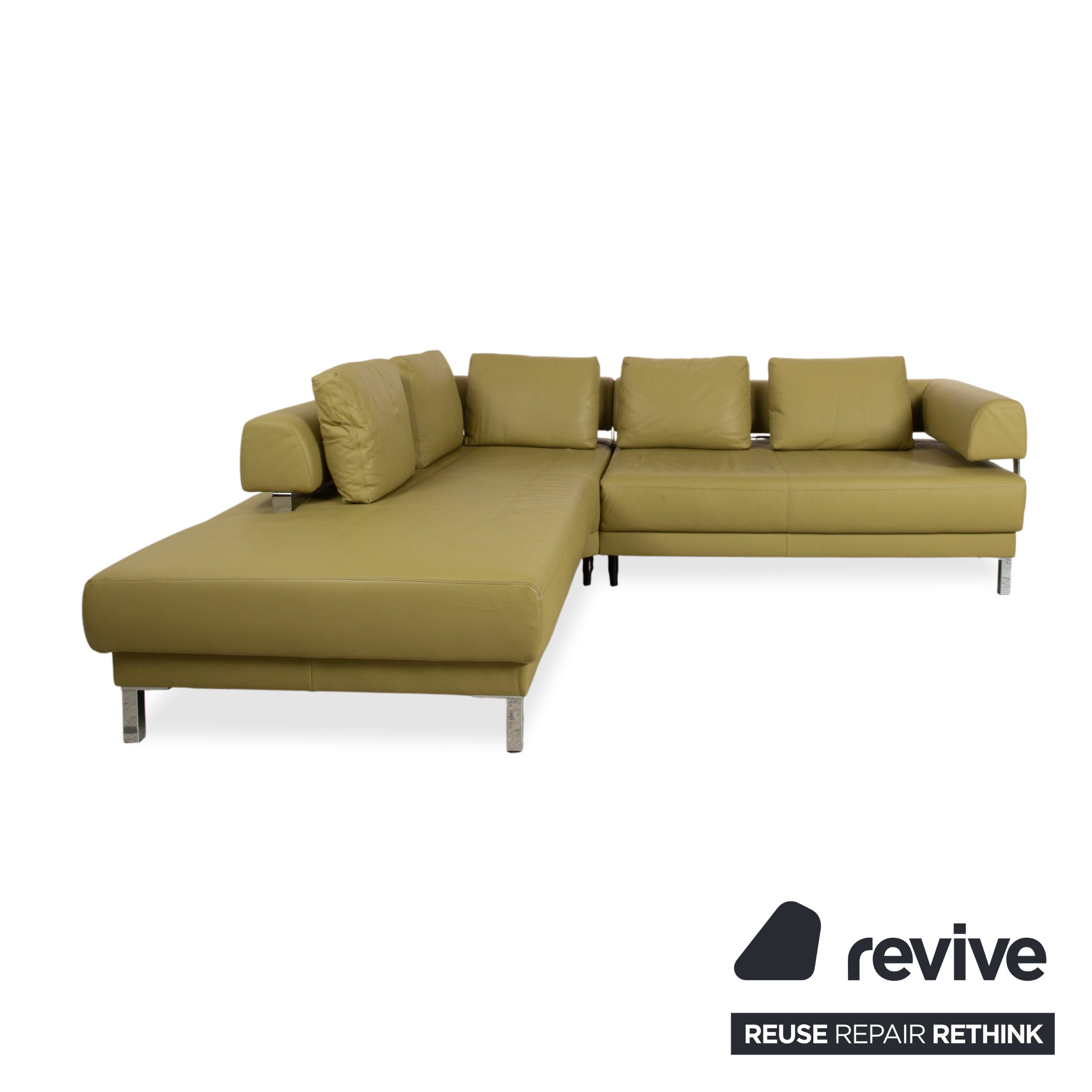 Ewald Schillig Brand Face Leather Corner Sofa Green Electric Function Sofa Couch
