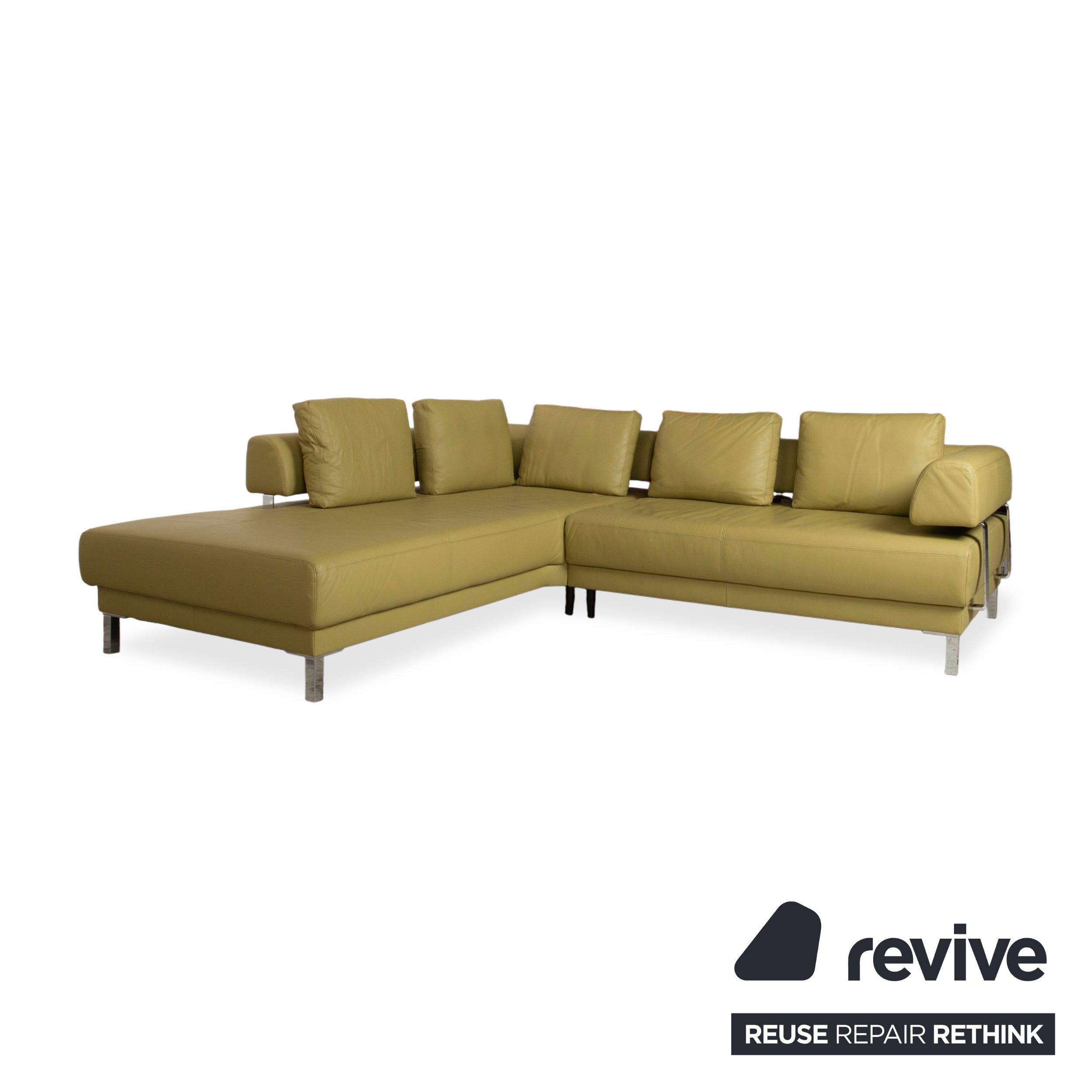 Ewald Schillig Brand Face Leather Corner Sofa Green Electric Function Sofa Couch