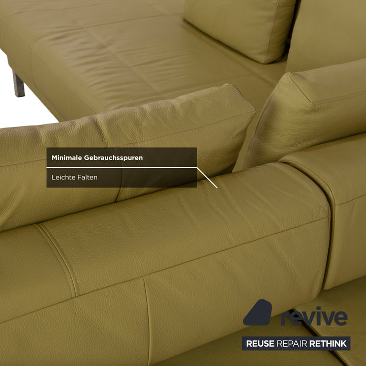 Ewald Schillig Brand Face Leather Corner Sofa Green Electric Function Sofa Couch