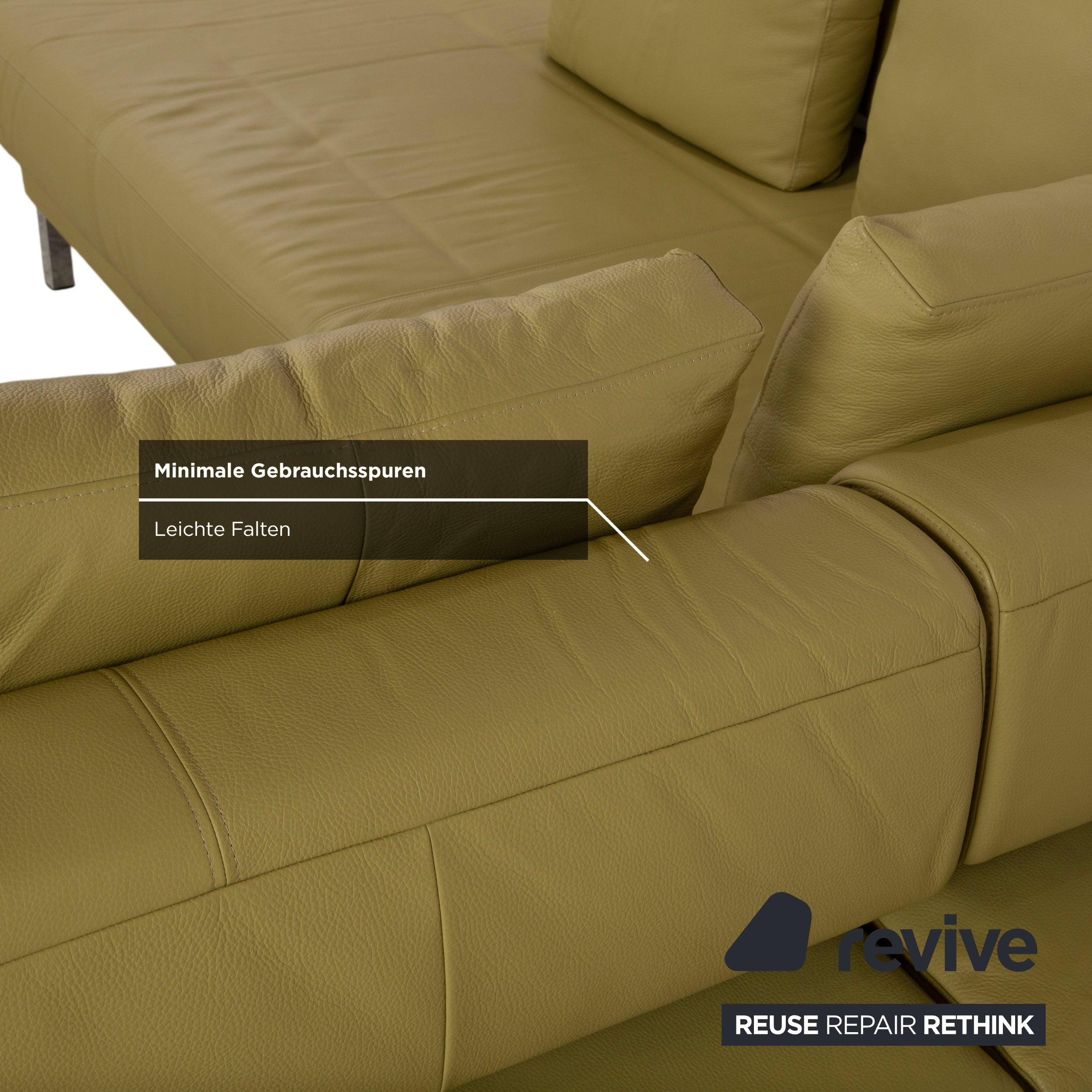 Ewald Schillig Brand Face Leather Corner Sofa Green Electric Function Sofa Couch
