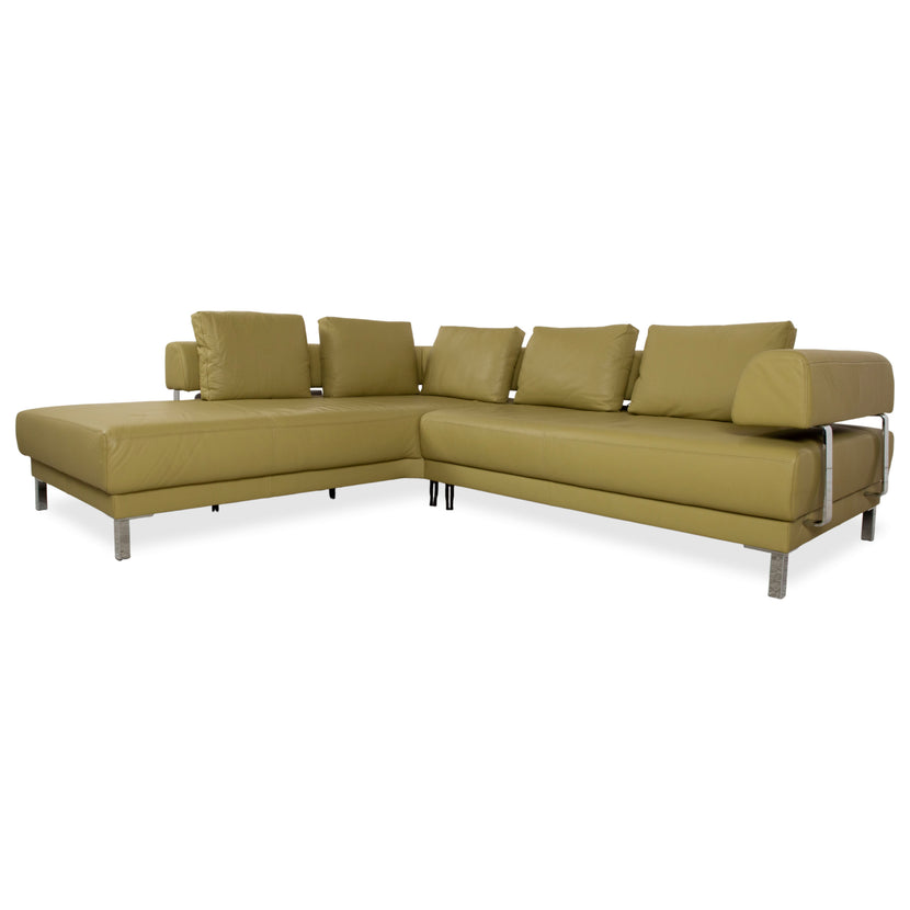 Ewald Schillig Brand Face Leather Corner Sofa Green Electric Function Sofa Couch