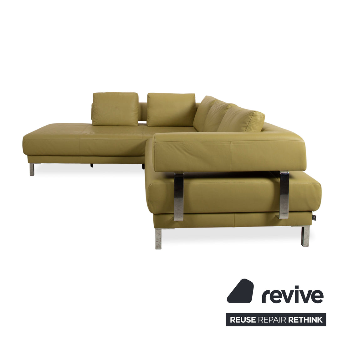Ewald Schillig Brand Face Leather Corner Sofa Green Electric Function Sofa Couch