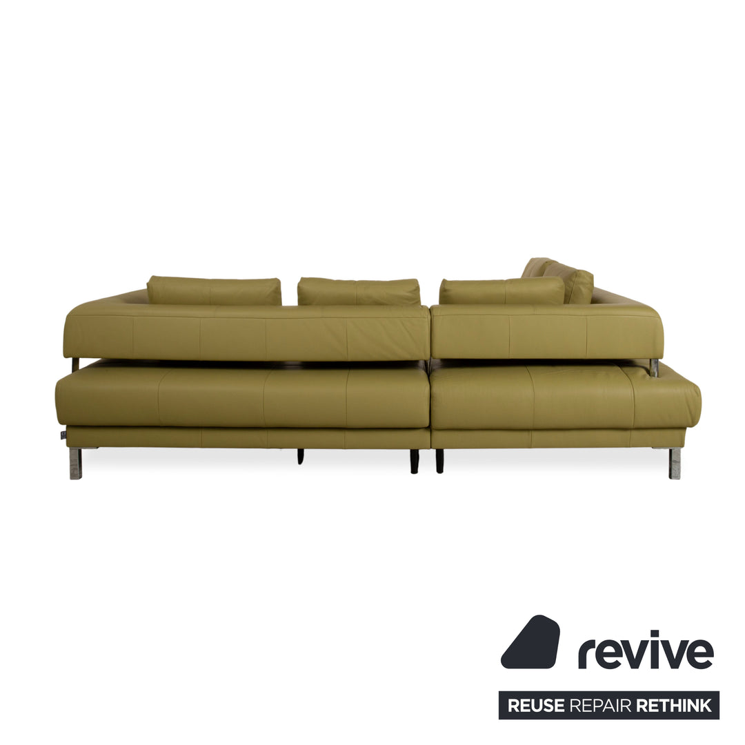 Ewald Schillig Brand Face Leather Corner Sofa Green Electric Function Sofa Couch