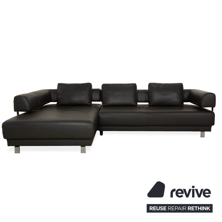 Ewald Schillig Brand Face Leder Ecksofa Hocker Garnitur Dunkelgrau Schiefer braun Recamiere links Sofa Couch