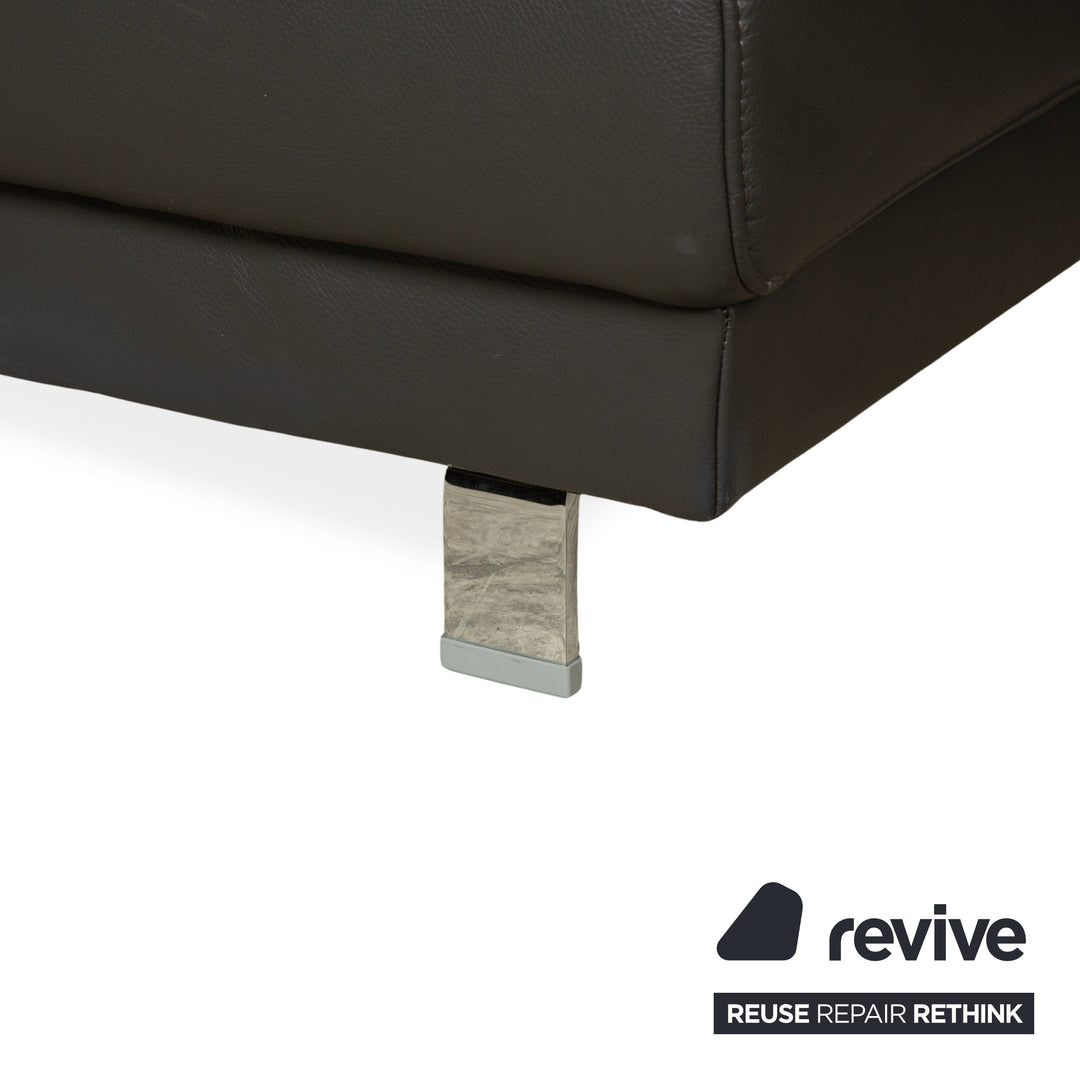 Ewald Schillig Brand Face Leder Ecksofa Hocker Garnitur Dunkelgrau Schiefer braun Recamiere links Sofa Couch