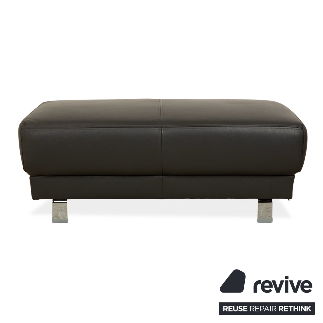 Ewald Schillig Brand Face Leder Ecksofa Hocker Garnitur Dunkelgrau Schiefer braun Recamiere links Sofa Couch