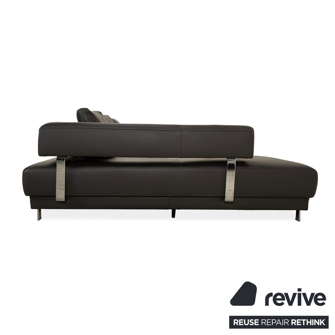 Ewald Schillig Brand Face Leder Ecksofa Hocker Garnitur Dunkelgrau Schiefer braun Recamiere links Sofa Couch