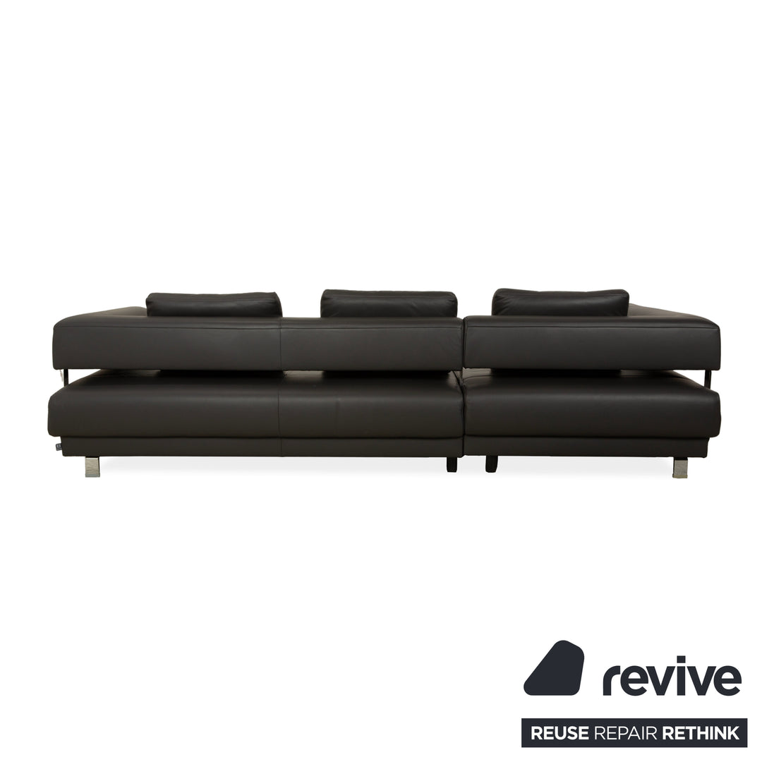 Ewald Schillig Brand Face Leder Ecksofa Hocker Garnitur Dunkelgrau Schiefer braun Recamiere links Sofa Couch