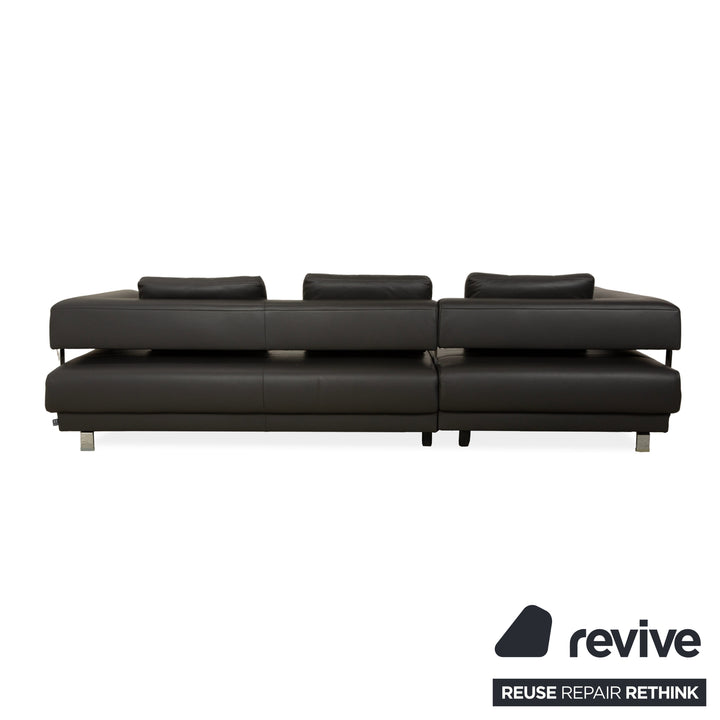 Ewald Schillig Brand Face Leder Ecksofa Hocker Garnitur Dunkelgrau Schiefer braun Recamiere links Sofa Couch