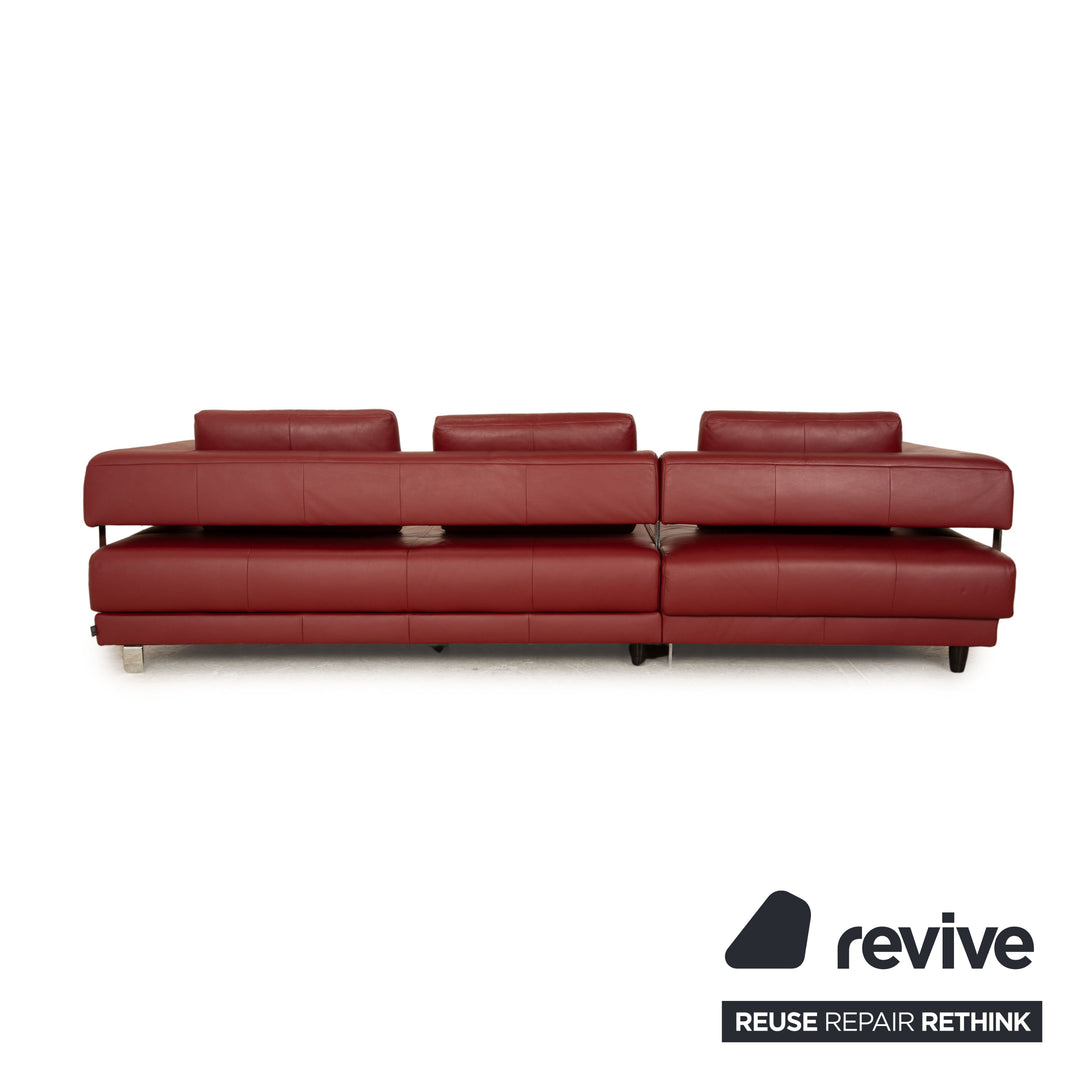 Ewald Schillig Brand Face Leather Corner Sofa Red Wine Red Recamiere Left Sofa Couch manual function