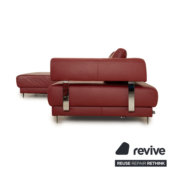 Ewald Schillig Brand Face Leather Corner Sofa Red Wine Red Recamiere Left Sofa Couch manual function