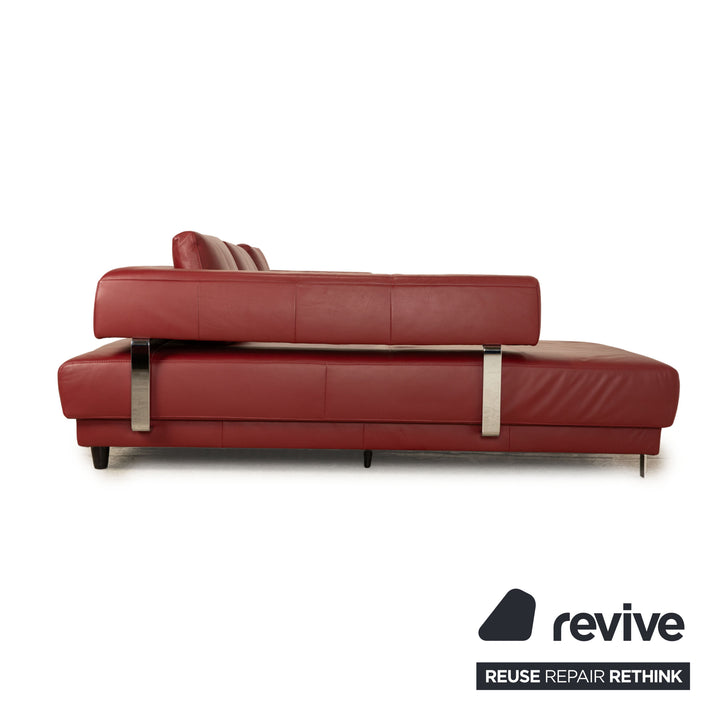 Ewald Schillig Brand Face Leather Corner Sofa Red Wine Red Recamiere Left Sofa Couch manual function