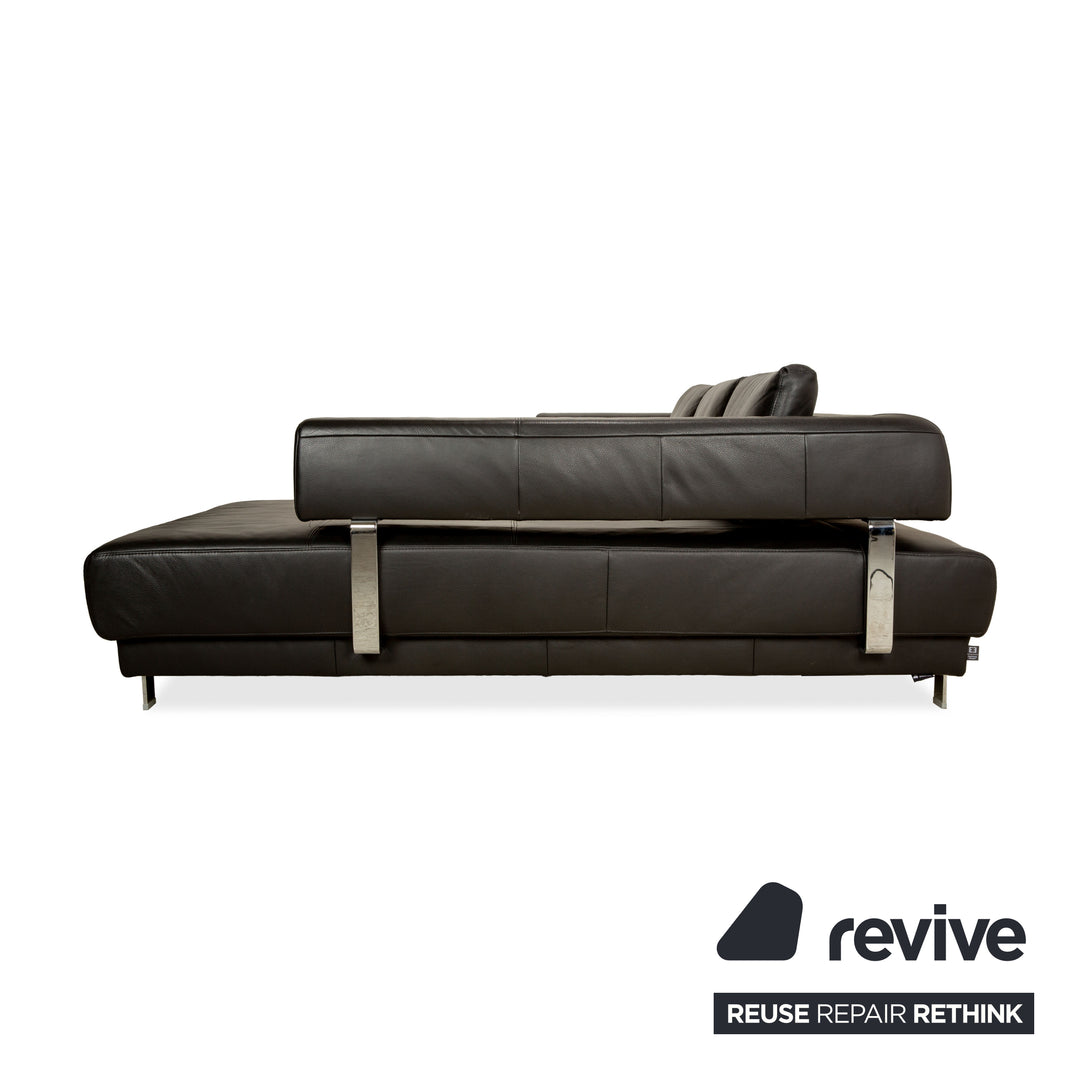 Ewald Schillig Brand Face Leather Corner Sofa Black Electric Function Chaise Right Sofa Couch