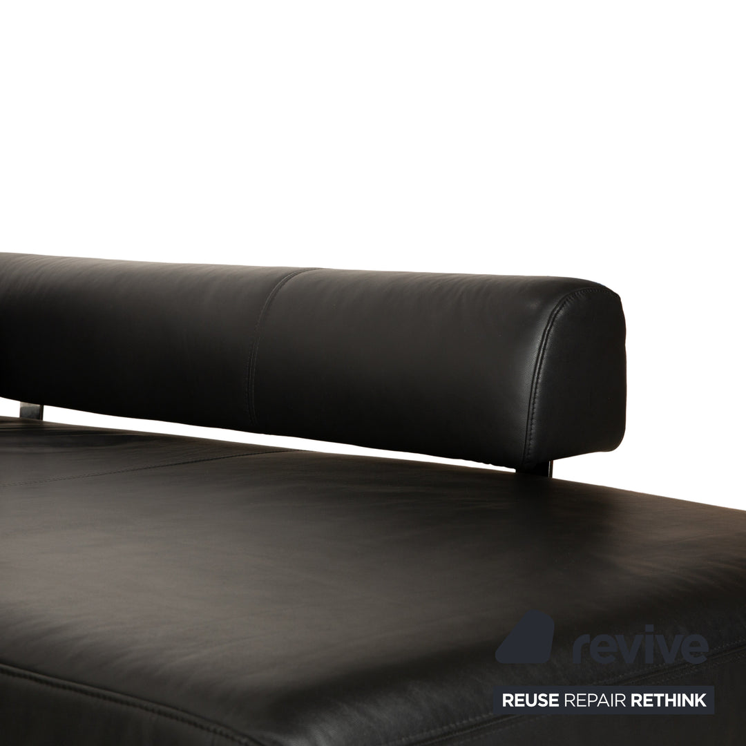 Ewald Schillig Brand Face Leather Corner Sofa Black Electric Function Recamiere Right Sofa Couch