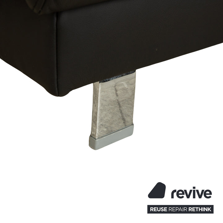 Canapé d'angle droit en cuir noir avec fonction électrique Ewald Schillig