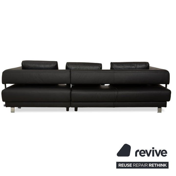 Ewald Schillig Brand Face Leather Corner Sofa Black Electric Function Recamiere Right Sofa Couch