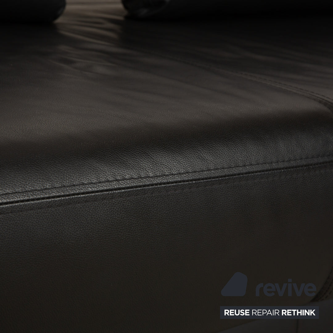 Ewald Schillig Brand Face Leather Corner Sofa Black Electric Function Recamiere Right Sofa Couch