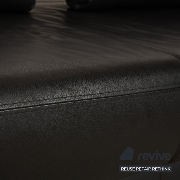 Ewald Schillig Brand Face Leder Ecksofa Schwarz elektrische Funktion Recamiere rechts Sofa Couch