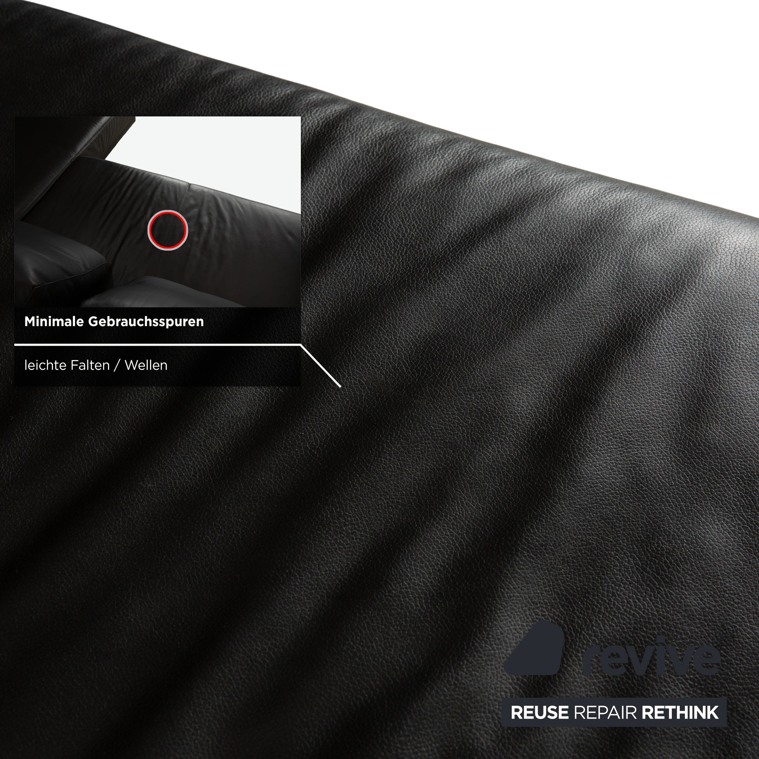 Canapé d'angle droit en cuir noir avec fonction électrique Ewald Schillig