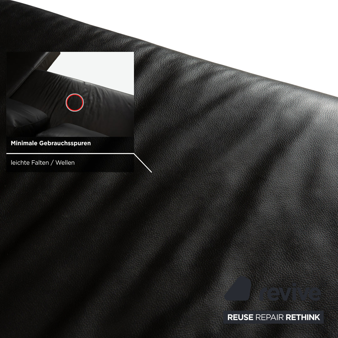 Ewald Schillig Brand Face Leather Corner Sofa Black Electric Function Recamiere Right Sofa Couch