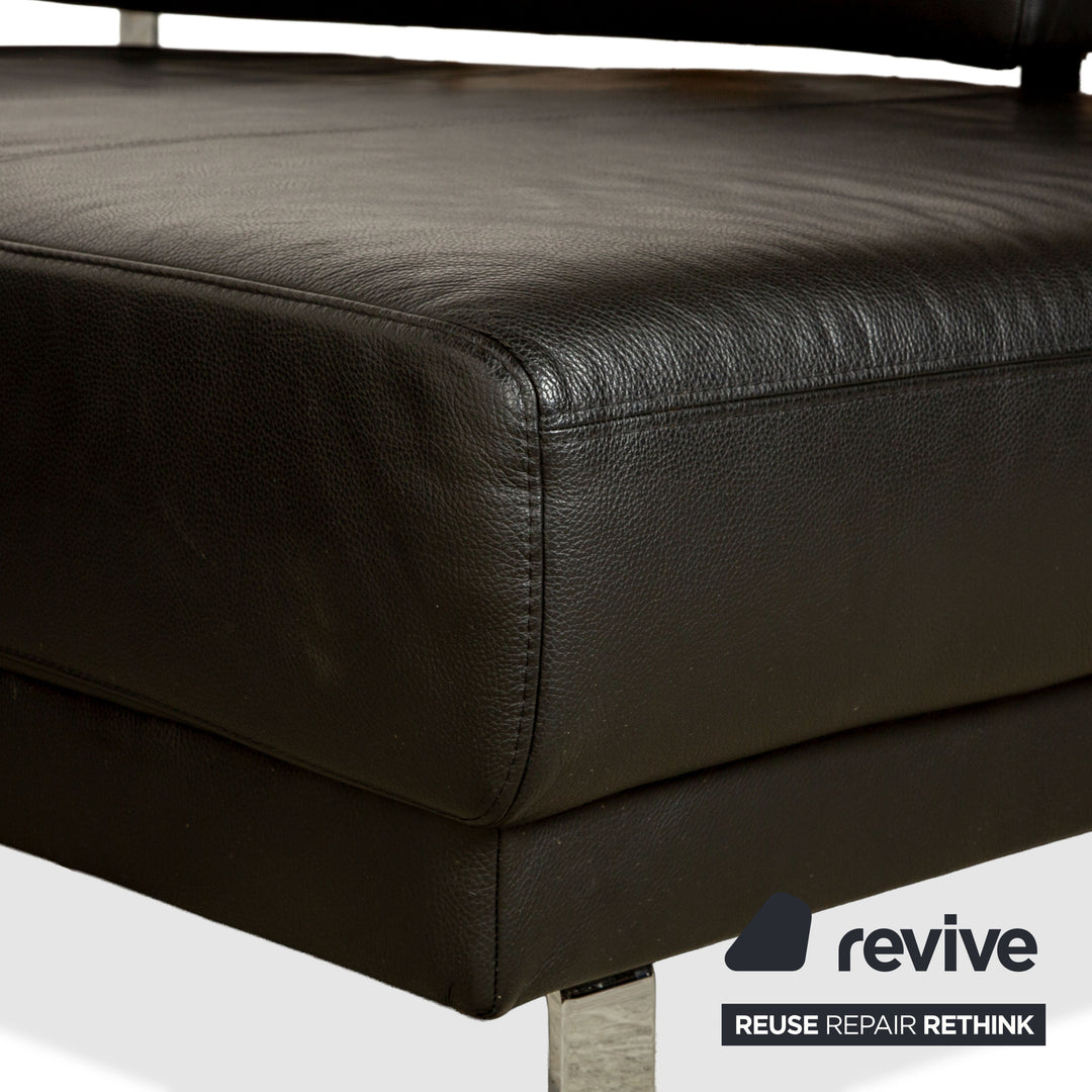 Ewald Schillig Brand Face Leather Corner Sofa Black Electric Function Chaise Right Sofa Couch