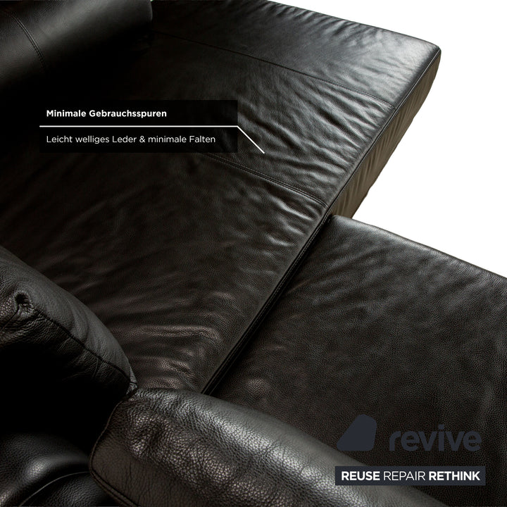 Ewald Schillig Brand Face Leather Corner Sofa Black Electric Function Chaise Right Sofa Couch
