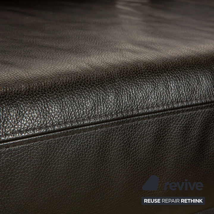 Ewald Schillig Brand Face Leather Corner Sofa Black Electric Function Chaise Right Sofa Couch