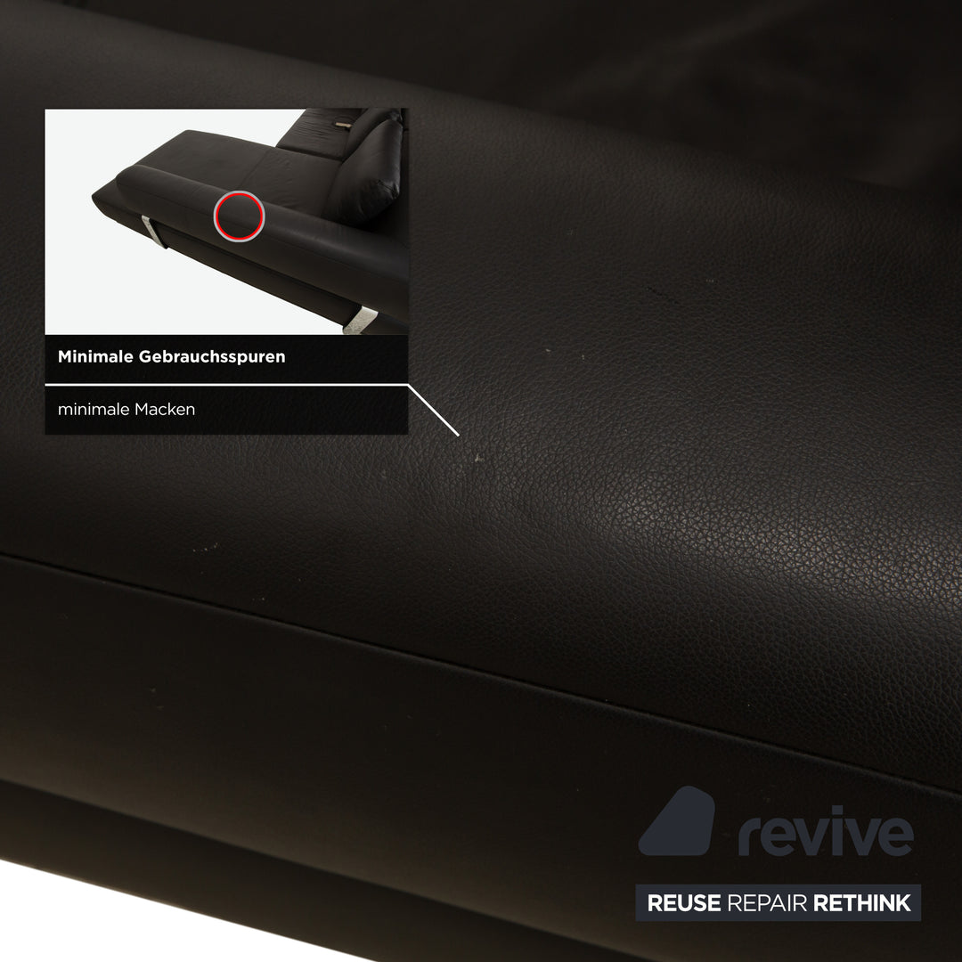 Ewald Schillig Brand Face Leder Ecksofa Schwarz elektrische Funktion Recamiere rechts Sofa Couch