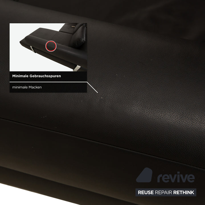 Ewald Schillig Brand Face Leder Ecksofa Schwarz elektrische Funktion Recamiere rechts Sofa Couch