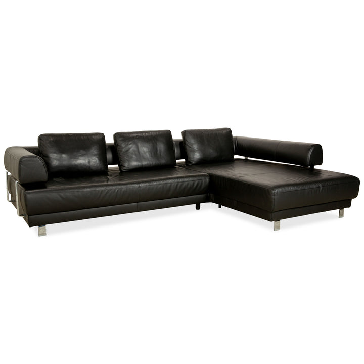 Ewald Schillig Brand Face Leather Corner Sofa Black Electric Function Chaise Right Sofa Couch