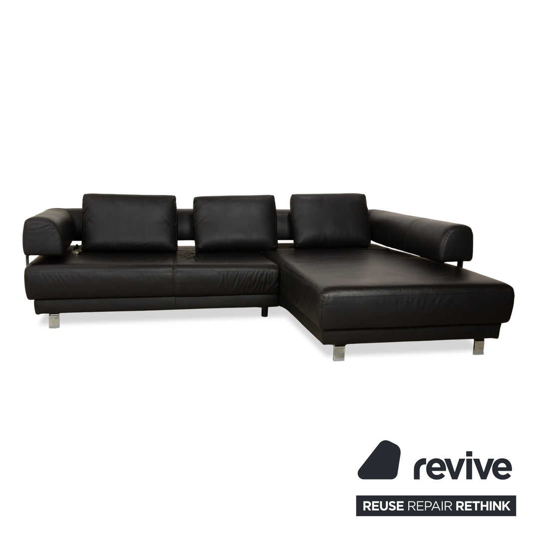Ewald Schillig Brand Face Leder Ecksofa Schwarz elektrische Funktion Recamiere rechts Sofa Couch