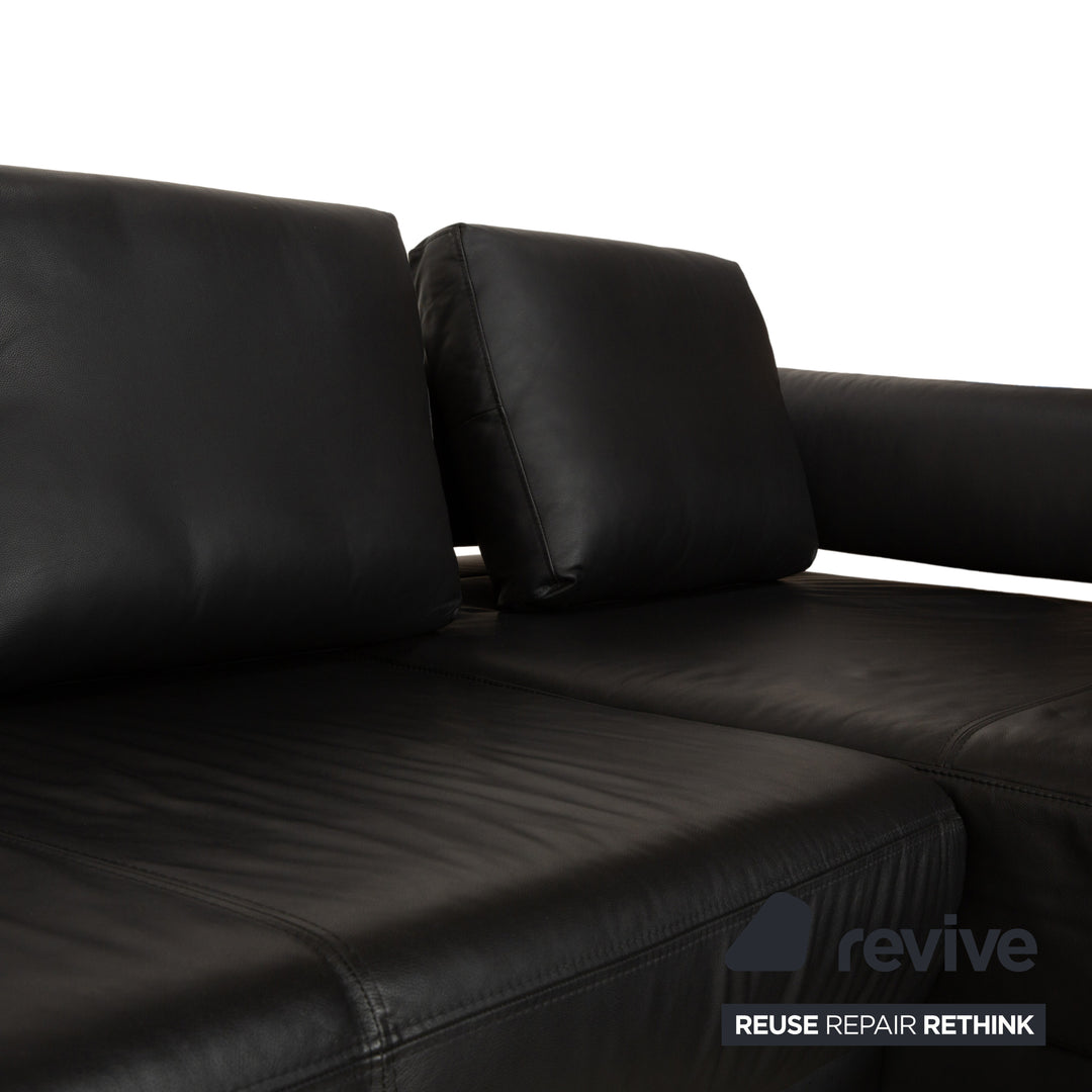 Ewald Schillig Brand Face Leder Ecksofa Schwarz elektrische Funktion Recamiere rechts Sofa Couch