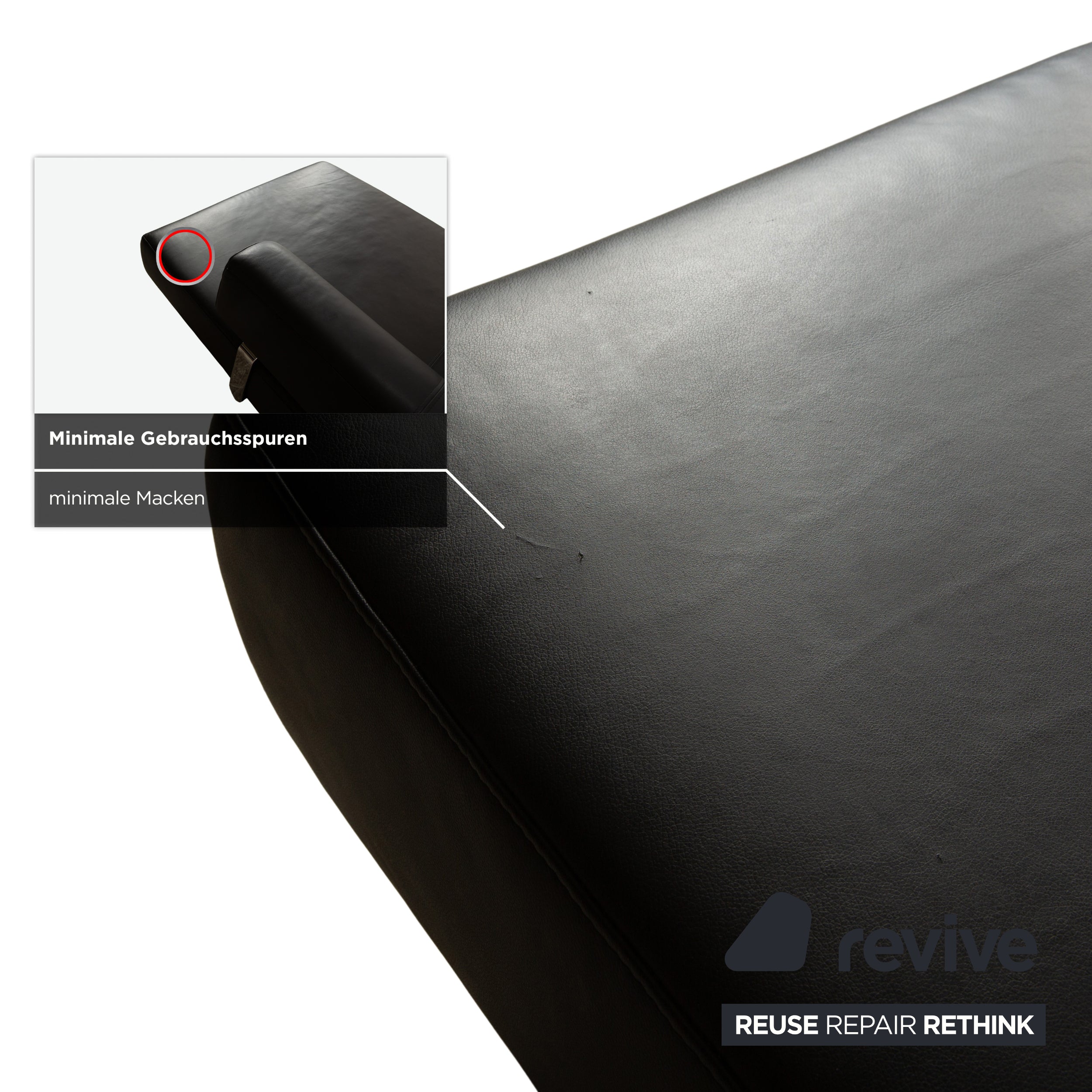 Canapé d'angle droit en cuir noir avec fonction électrique Ewald Schillig