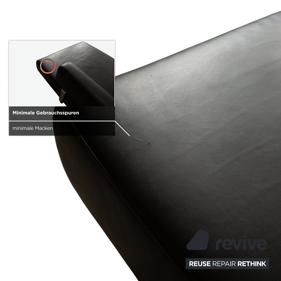 Ewald Schillig Brand Face Leather Corner Sofa Black Electric Function Recamiere Right Sofa Couch