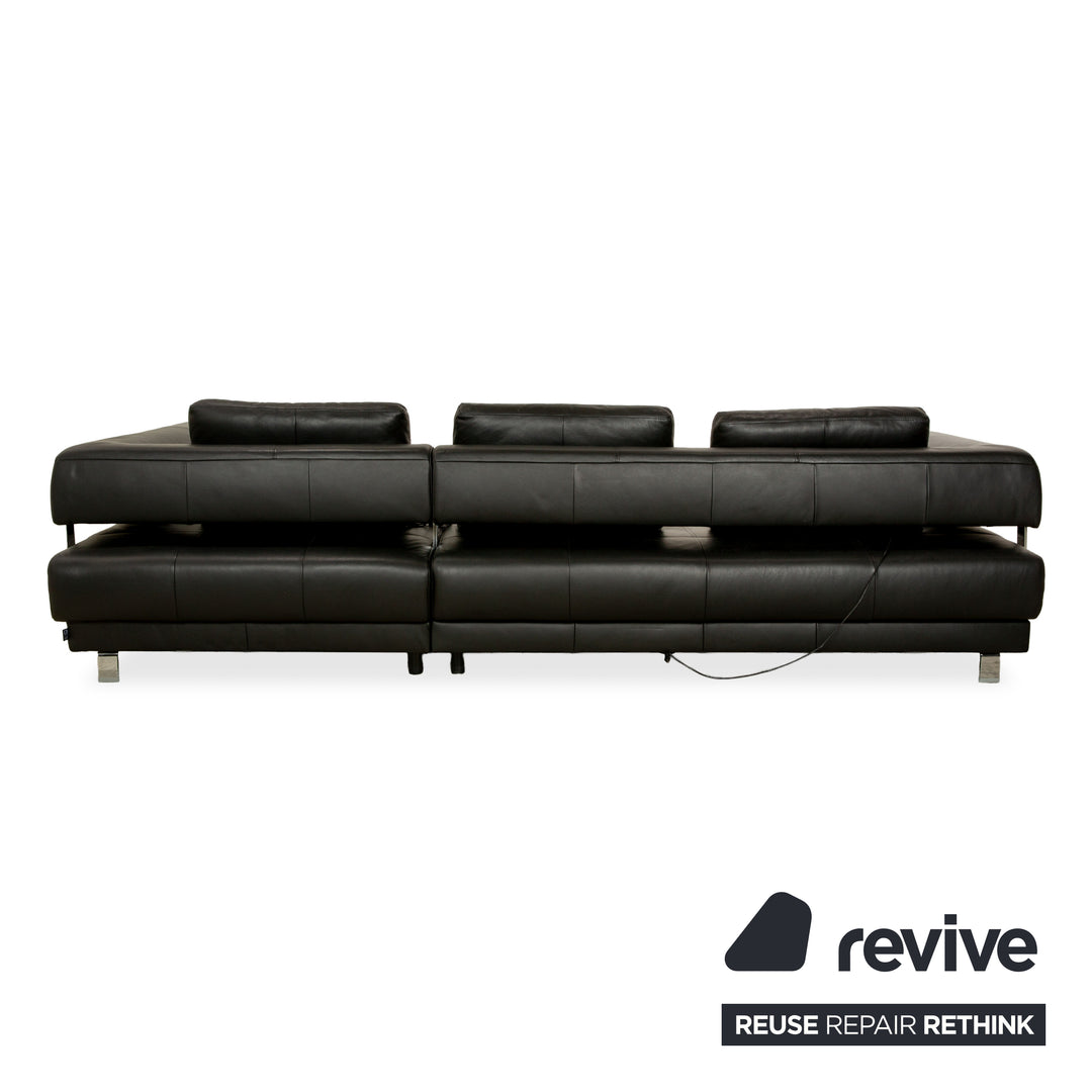 Ewald Schillig Brand Face Leather Corner Sofa Black Electric Function Chaise Right Sofa Couch