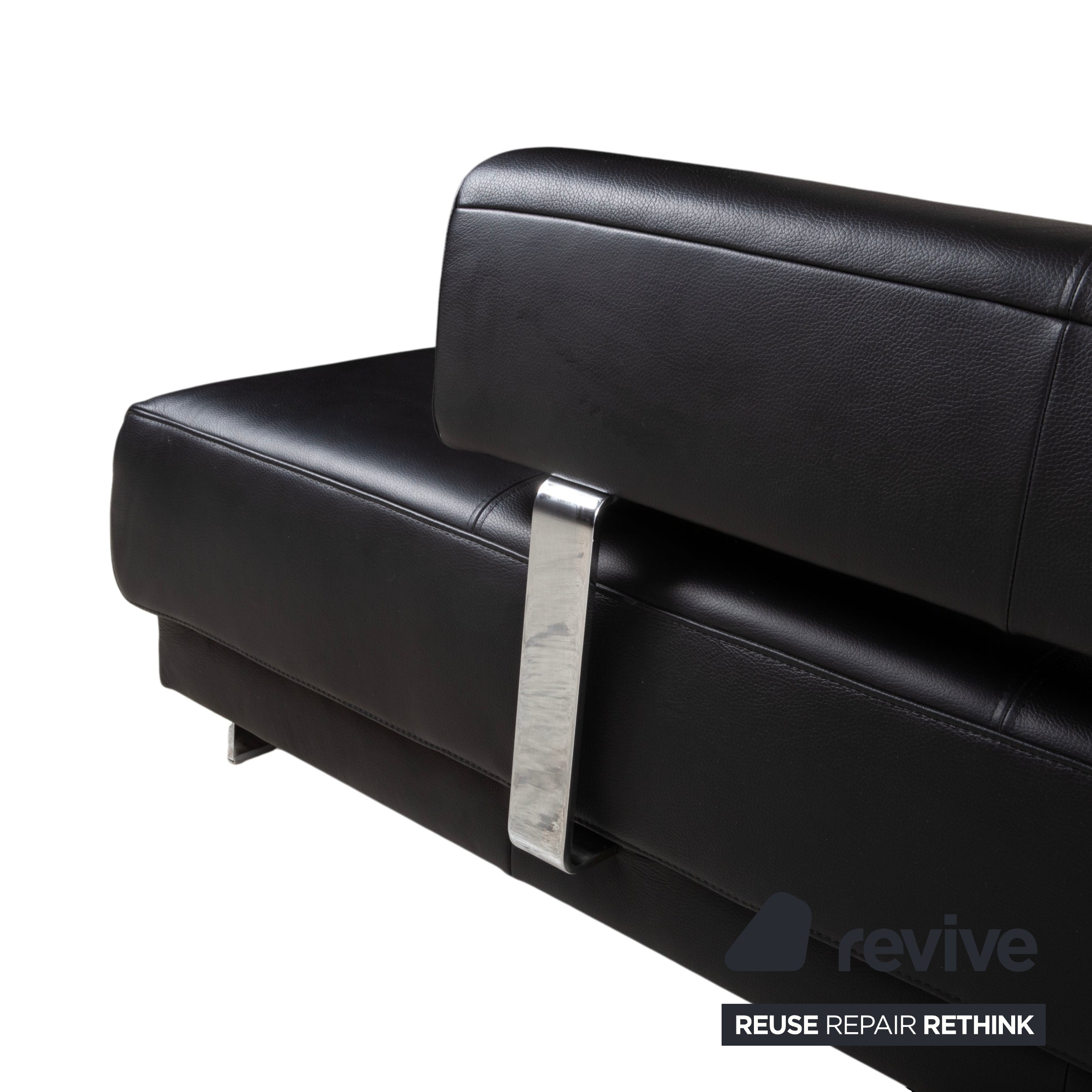 Ewald Schillig Brand Face Leder Ecksofa Schwarz Manuelle Funktion Sofa Couch