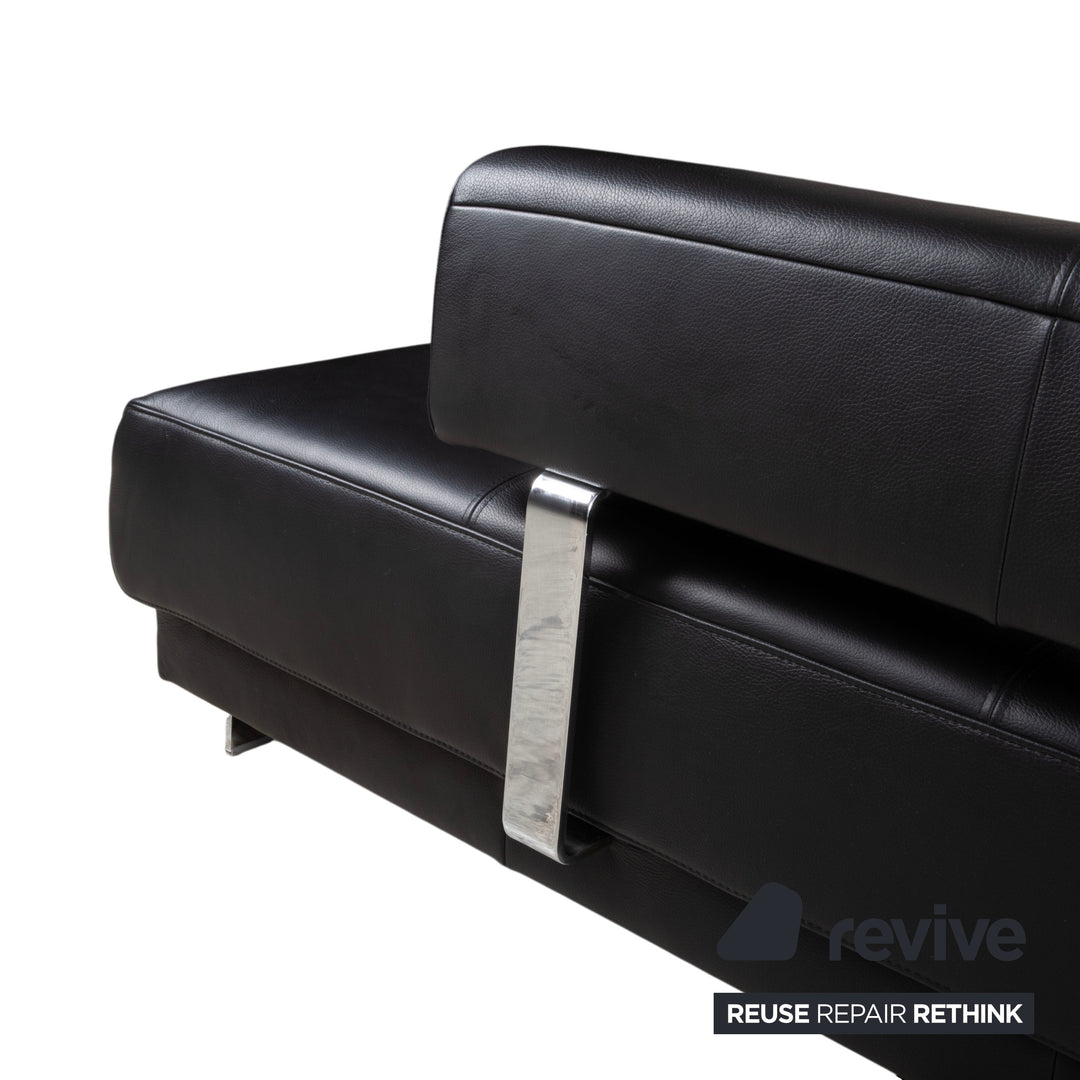 Ewald Schillig Brand Face Leder Ecksofa Schwarz Manuelle Funktion Sofa Couch