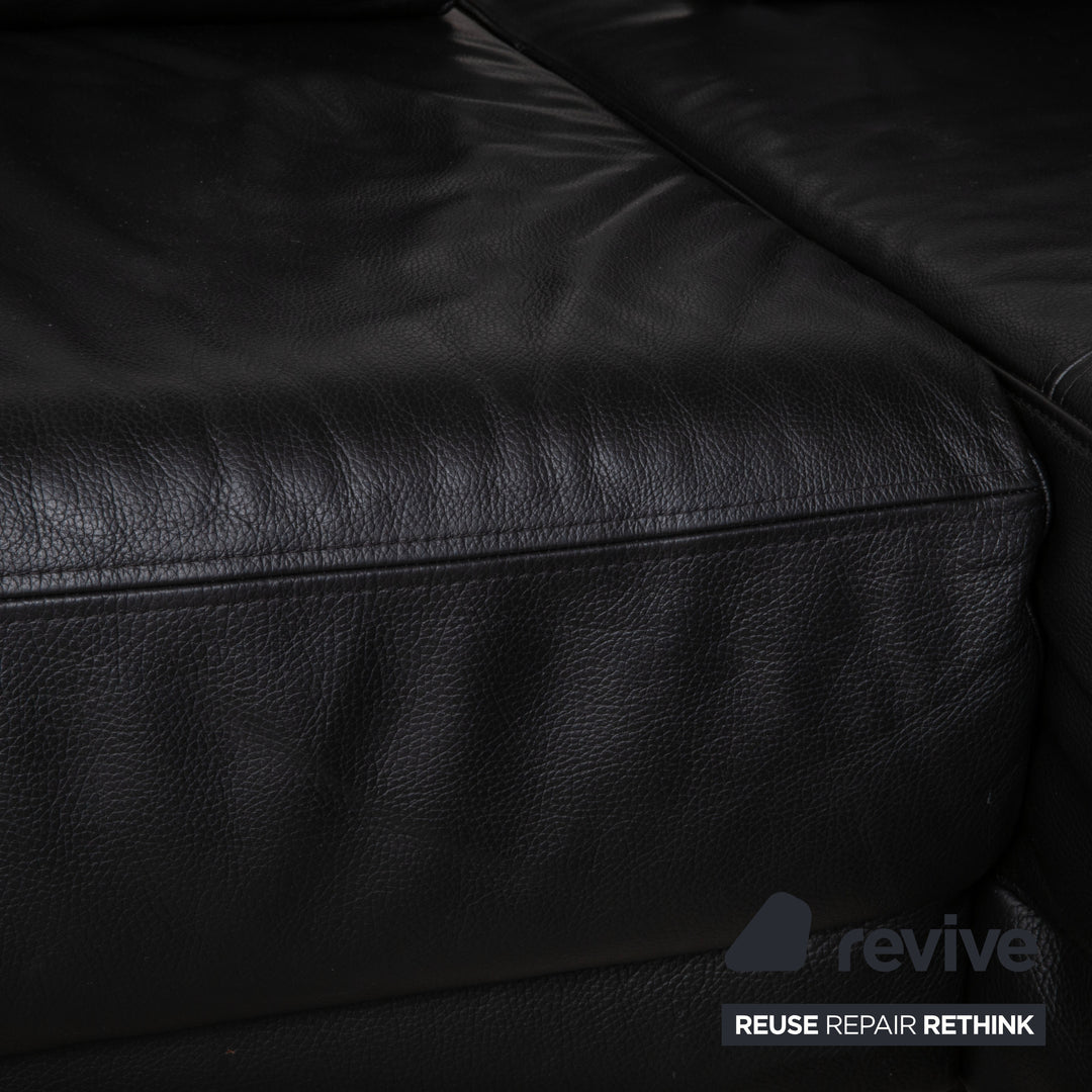 Ewald Schillig Brand Face Leder Ecksofa Schwarz Manuelle Funktion Sofa Couch