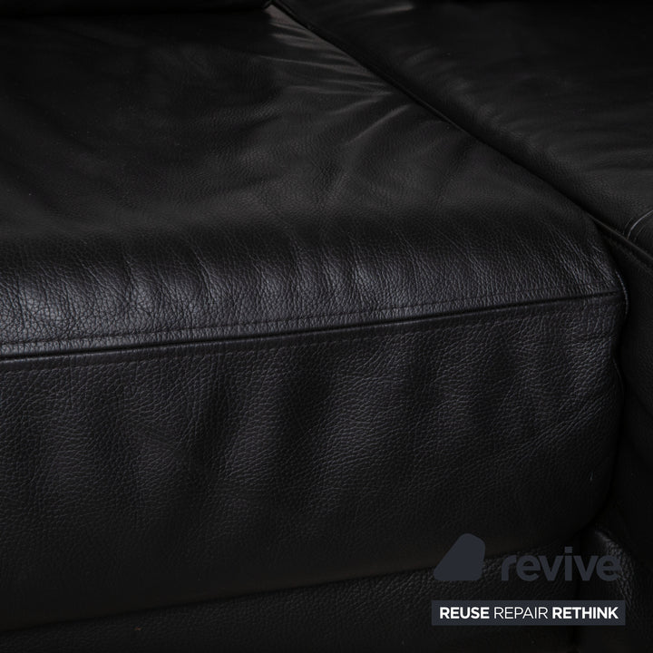 Ewald Schillig Brand Face Leder Ecksofa Schwarz Manuelle Funktion Sofa Couch