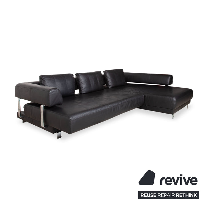Ewald Schillig Brand Face Leder Ecksofa Schwarz Manuelle Funktion Sofa Couch