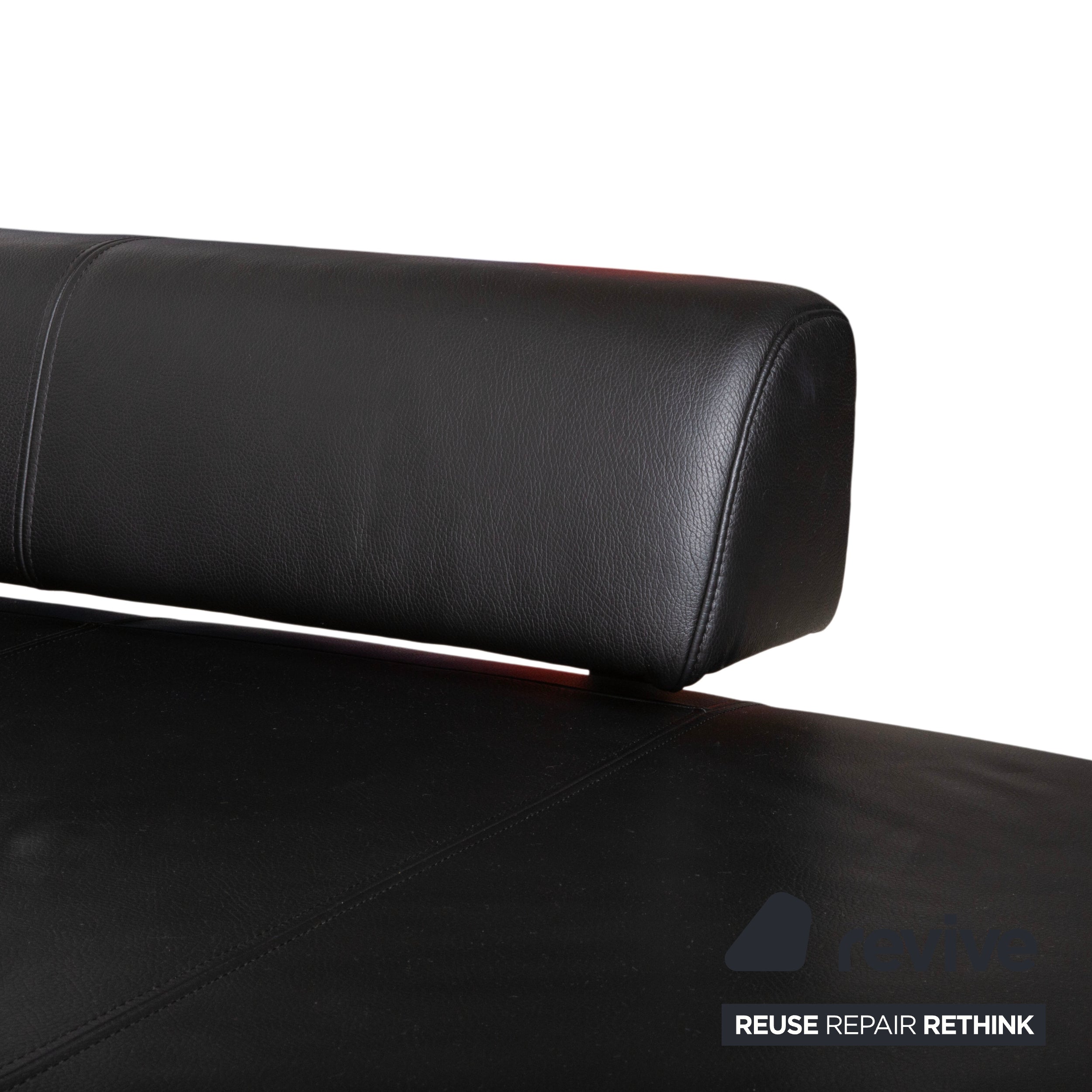 Ewald Schillig Brand Face Leder Ecksofa Schwarz Manuelle Funktion Sofa Couch