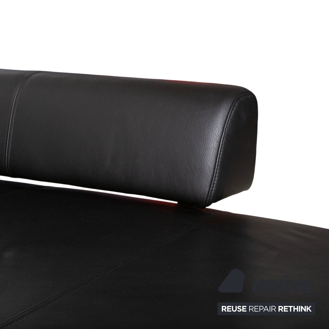 Ewald Schillig Brand Face Leder Ecksofa Schwarz Manuelle Funktion Sofa Couch