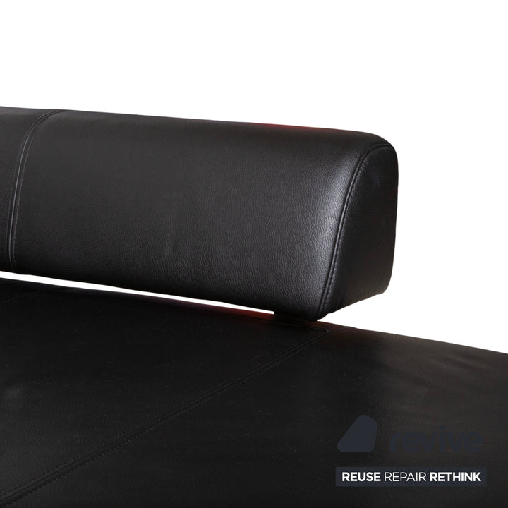 Ewald Schillig Brand Face Leder Ecksofa Schwarz Manuelle Funktion Sofa Couch