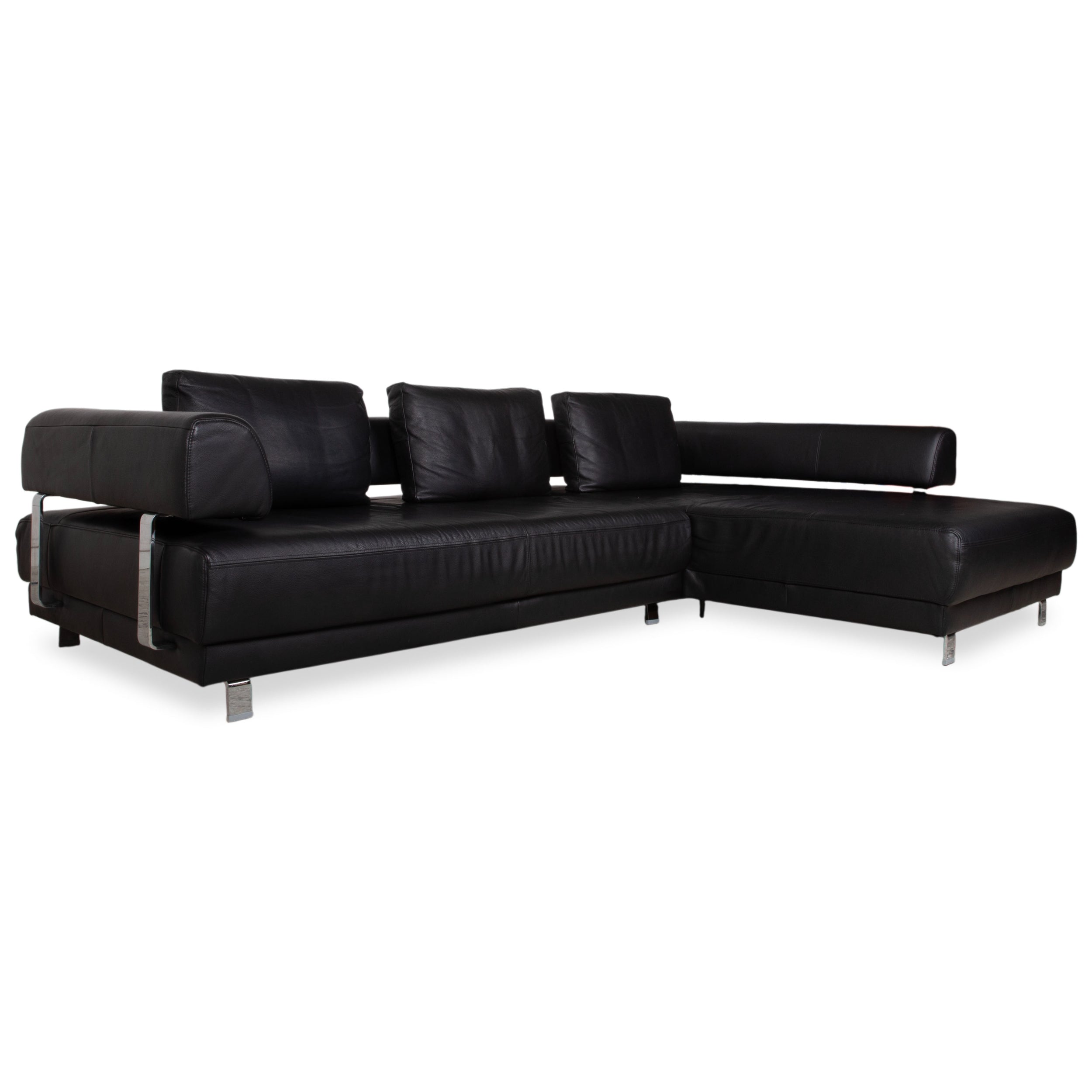 Ewald Schillig Brand Face Leder Ecksofa Schwarz Manuelle Funktion Sofa Couch