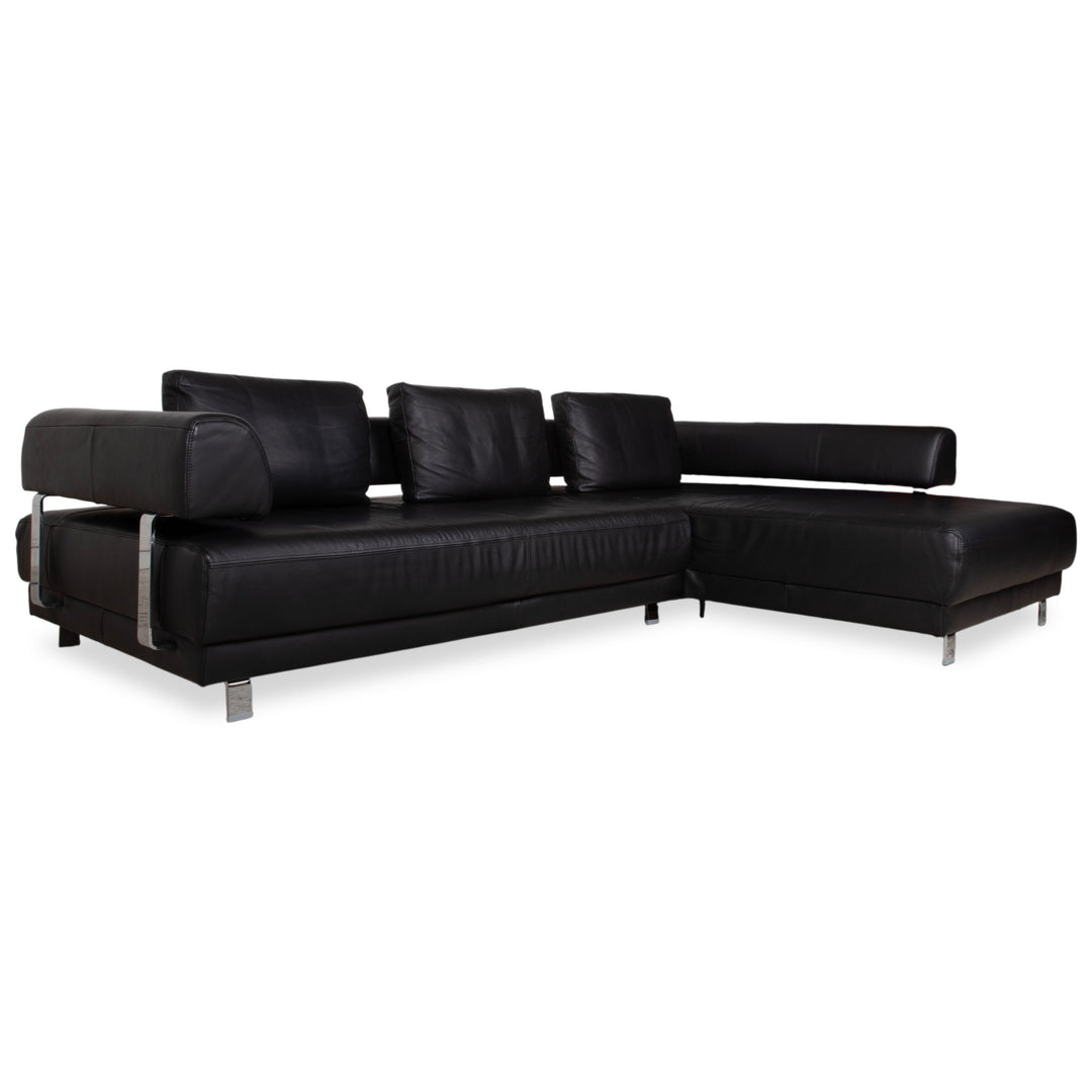 Ewald Schillig Brand Face Leder Ecksofa Schwarz Manuelle Funktion Sofa Couch