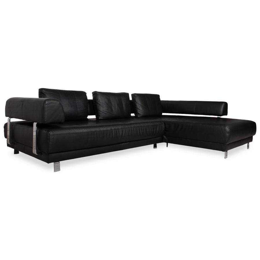 Ewald Schillig Brand Face Leder Ecksofa Schwarz Manuelle Funktion Sofa Couch