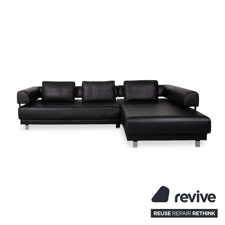 Ewald Schillig Brand Face Leder Ecksofa Schwarz Manuelle Funktion Sofa Couch