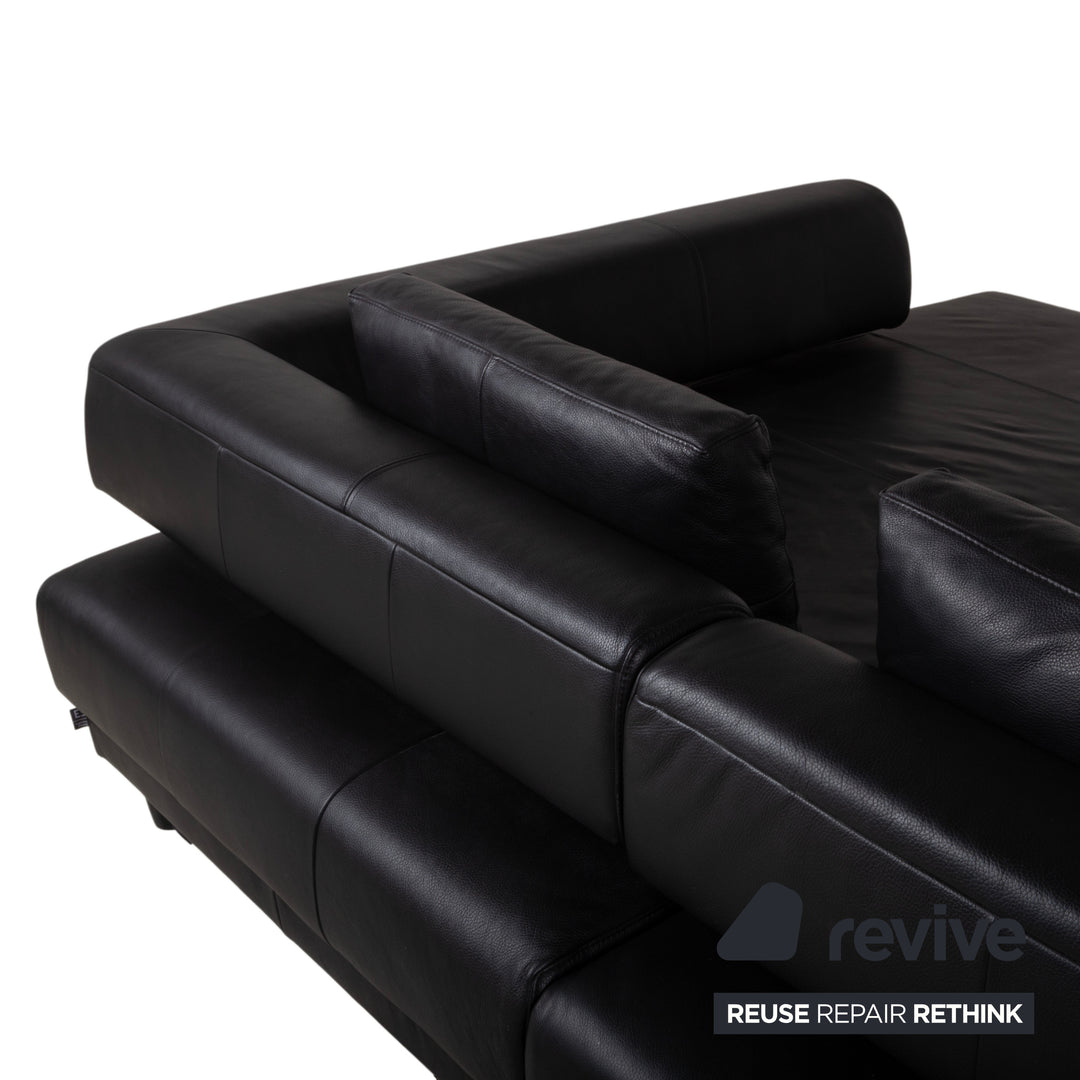 Ewald Schillig Brand Face Leder Ecksofa Schwarz Manuelle Funktion Sofa Couch